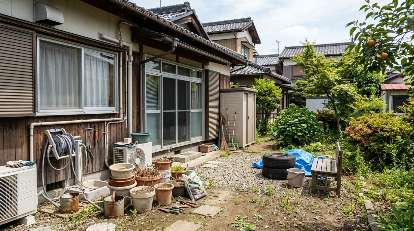 屋外にも物が残っている場合