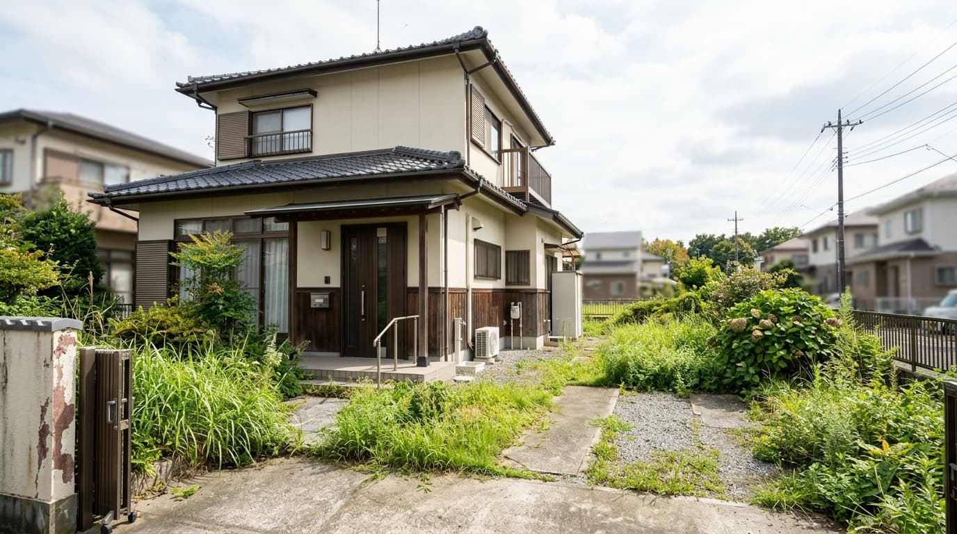 空き家と庭まわりの整理をイメージした戸建住宅