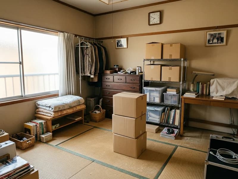 家具や日用品が残る片付け前の部屋