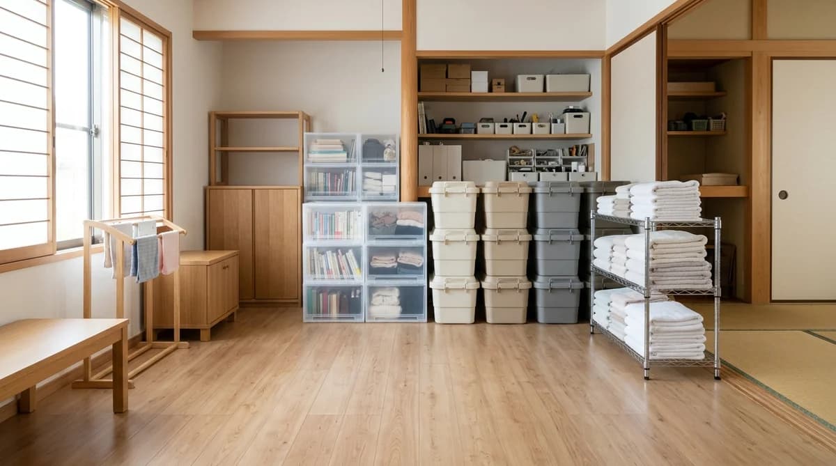 水害後に整理整頓と仕分けが進められる住宅室内の様子