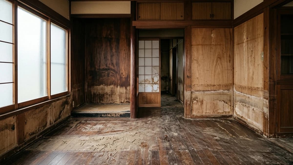 大雨による浸水被害後の住宅室内の様子