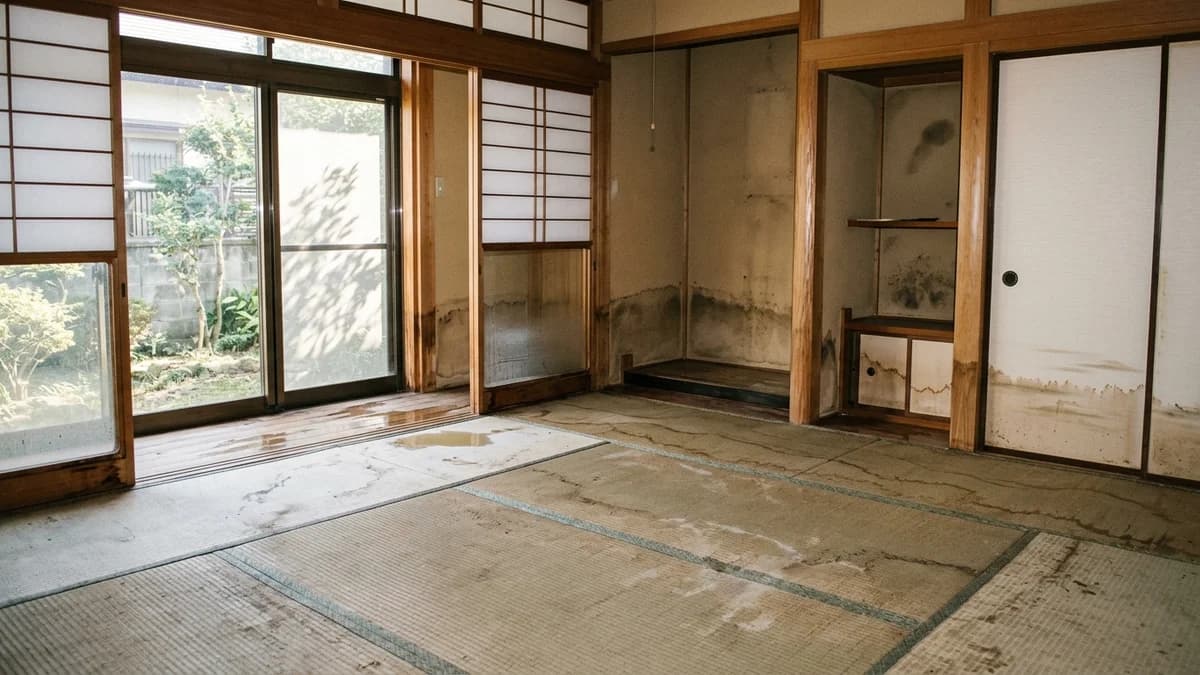 水害後の住宅室内の様子と片付けのイメージ