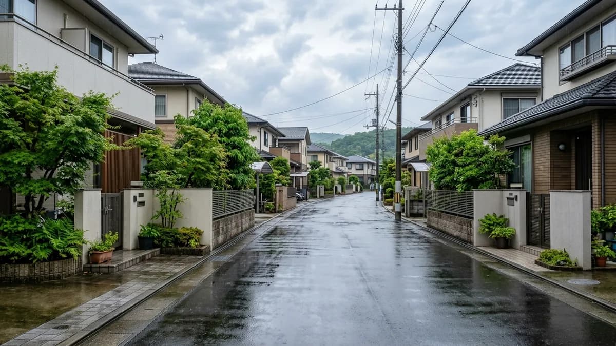 雨が上がった後の日本の住宅街の風景