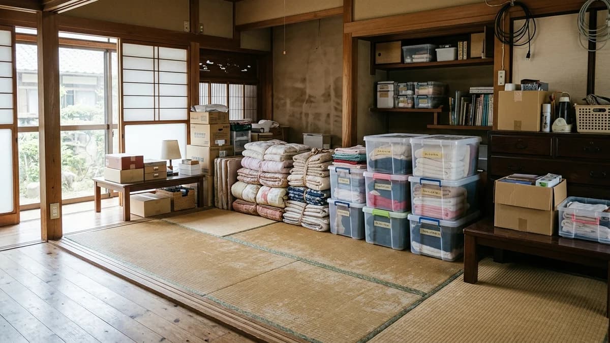 浸水後の家財整理を説明する参考イメージ