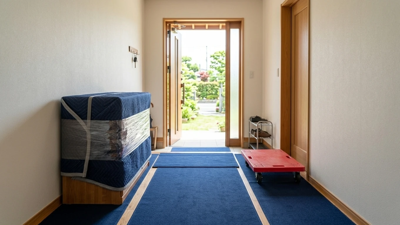 四街道市めいわ・もねの里・戸建て2階からの大型ベッド・スプリングマットレス・婚礼タンスの解体搬出